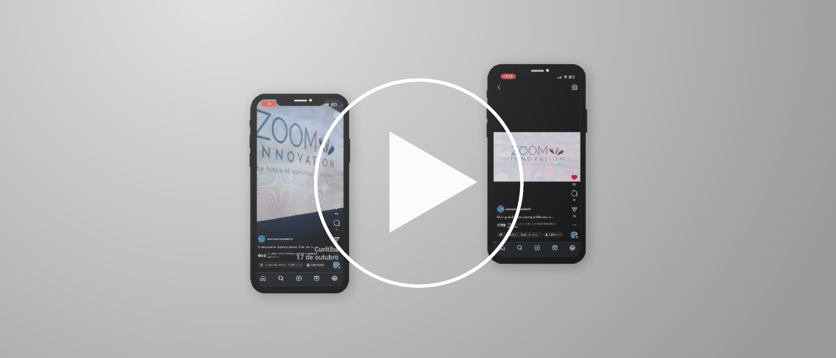 Vídeo do ZOOMinnovation exibido em dois celulares